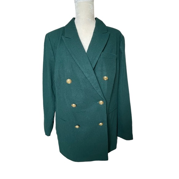 Jessica London Women’s Double Breasted Wool Blazer Coat Plus Size 20 Green - Picture 1 of 8